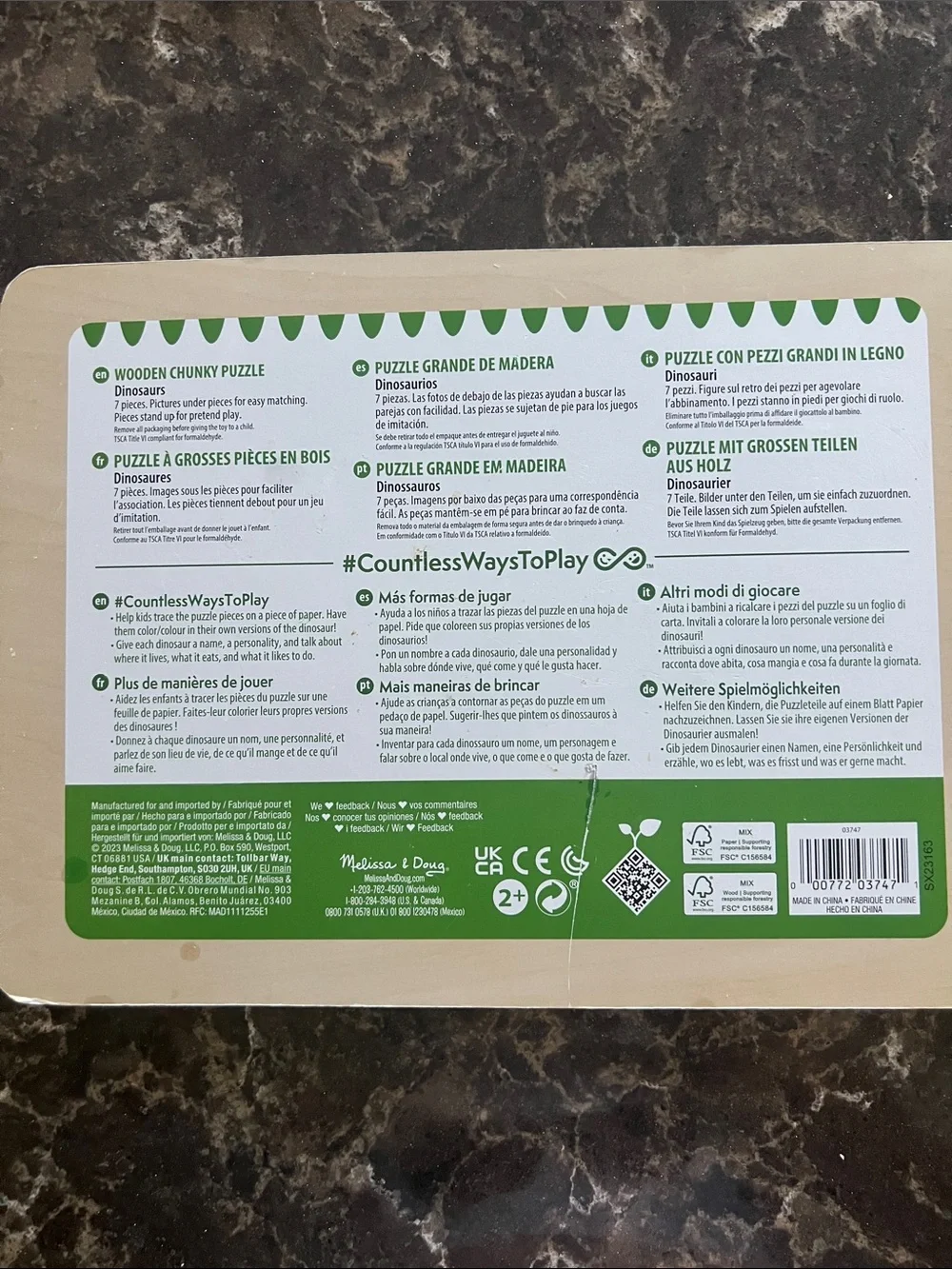 Melissa & Doug Chunky Wooden Puzzles - Dinosaurs & Construction